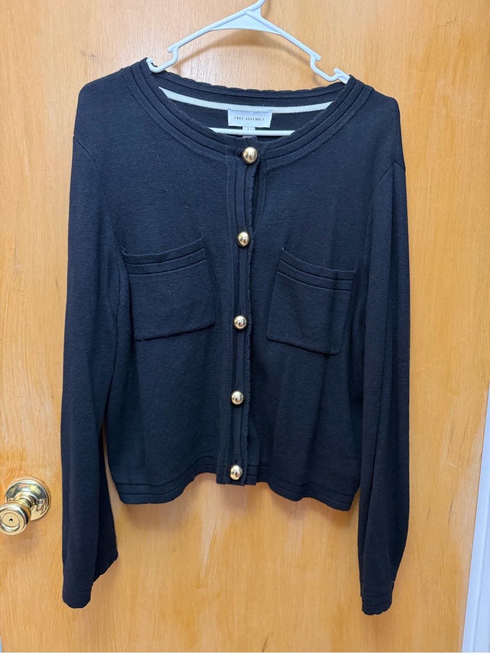 Free Assembly Black Knit Button-Front Cardigan